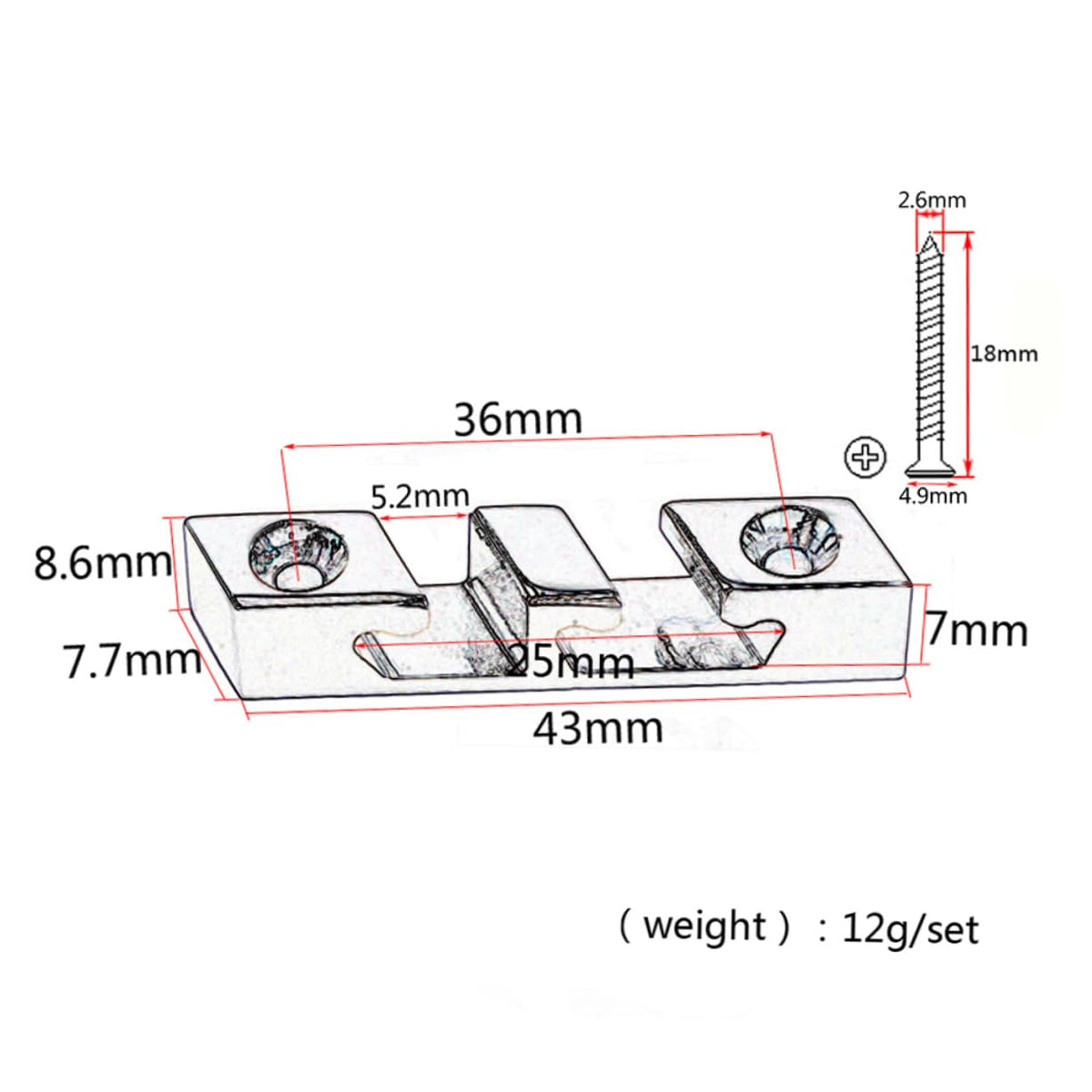 Black Metal Bass Guitar String Retainer L825505