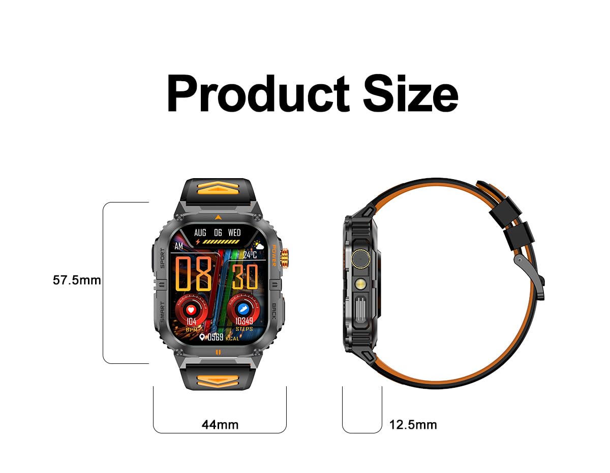 Military Smart Watch with Bluetooth Calling, Heart Rate Monitor, Sleep Tracking, Camouflage Green Q79497
