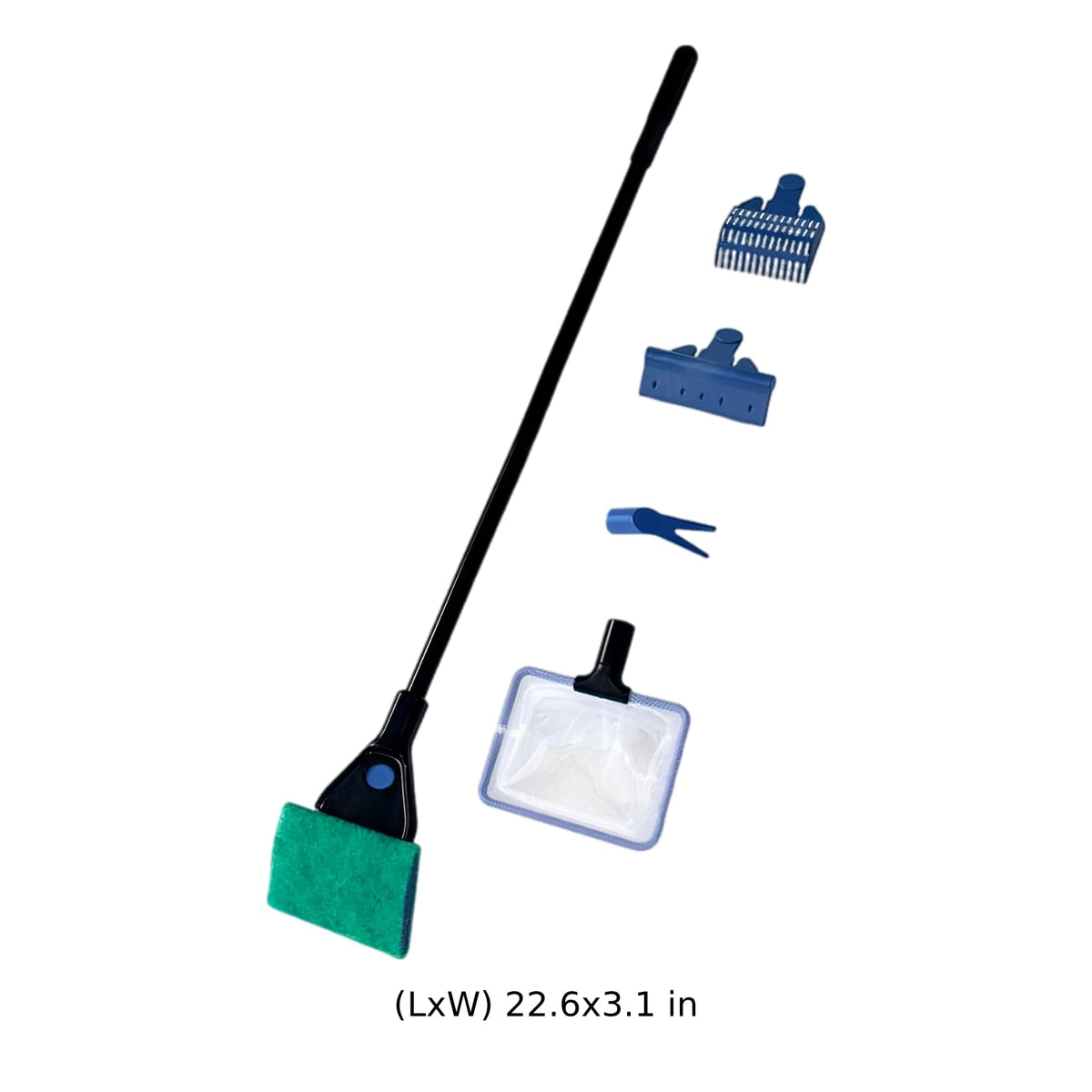 5-in-1 Aquarium Cleaning Kit with Algae Scraper Gravel Rake Fish Net Plant Clamp Brush E781941