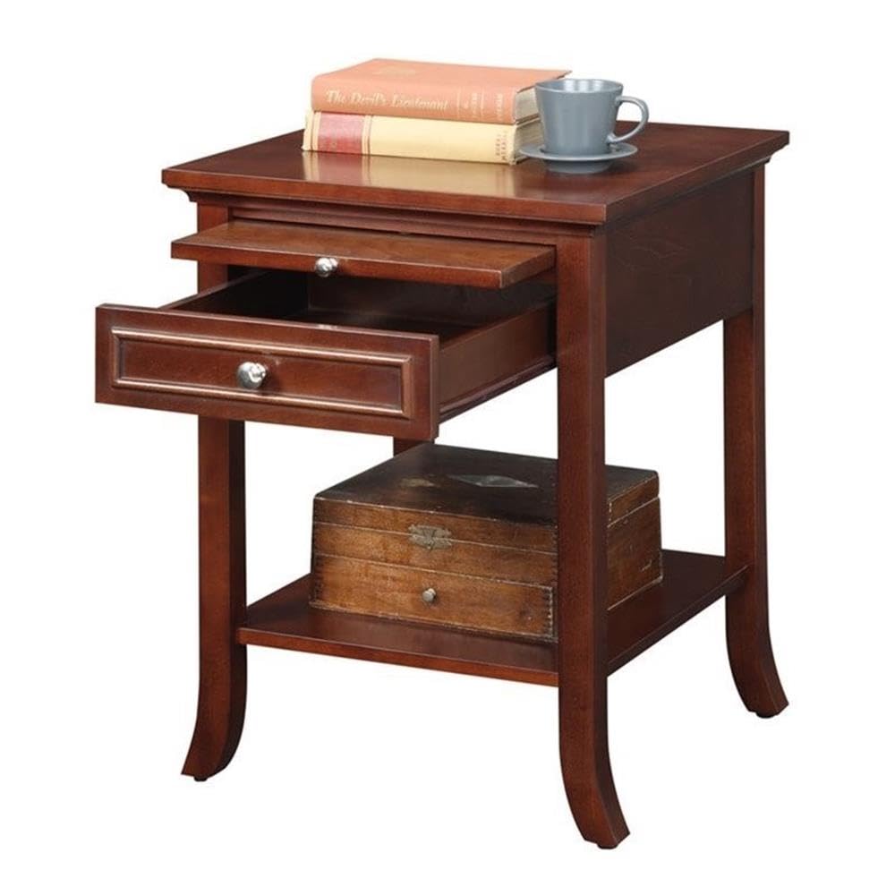 Espresso Mahogany Wood End Table Set of 2 Y418238