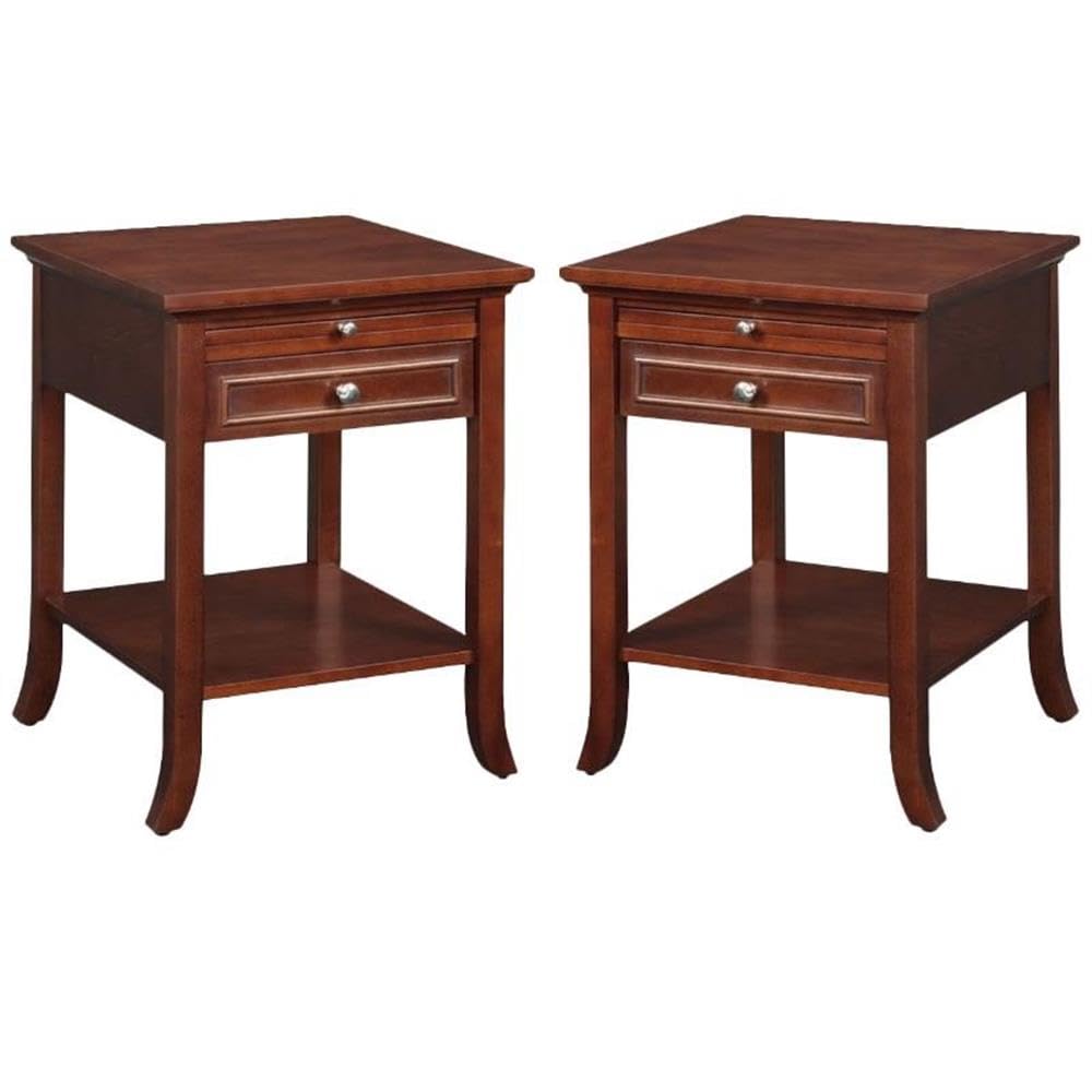Espresso Mahogany Wood End Table Set of 2 Y418238