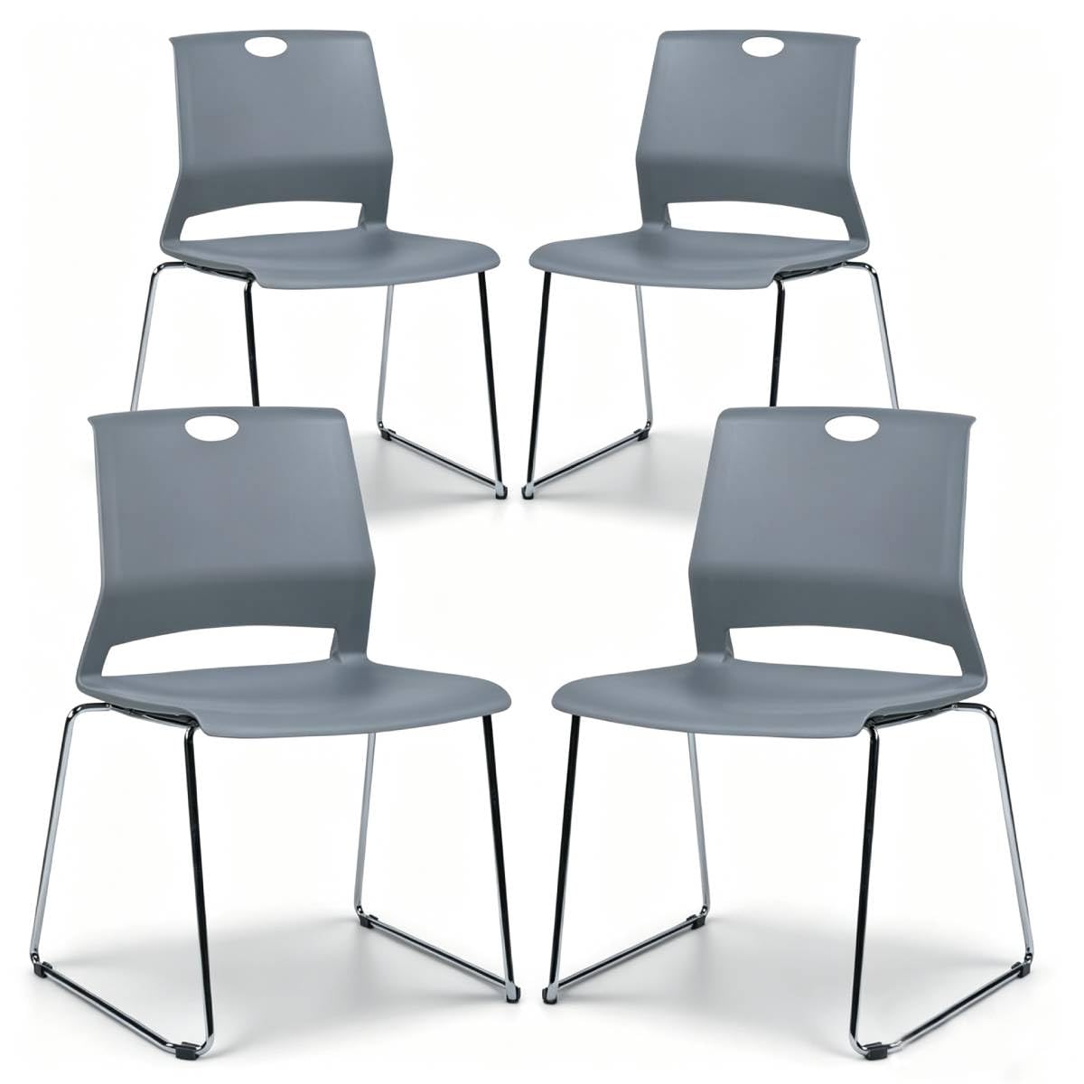 Grey Plastic Stack Chair 4-Pack I181823