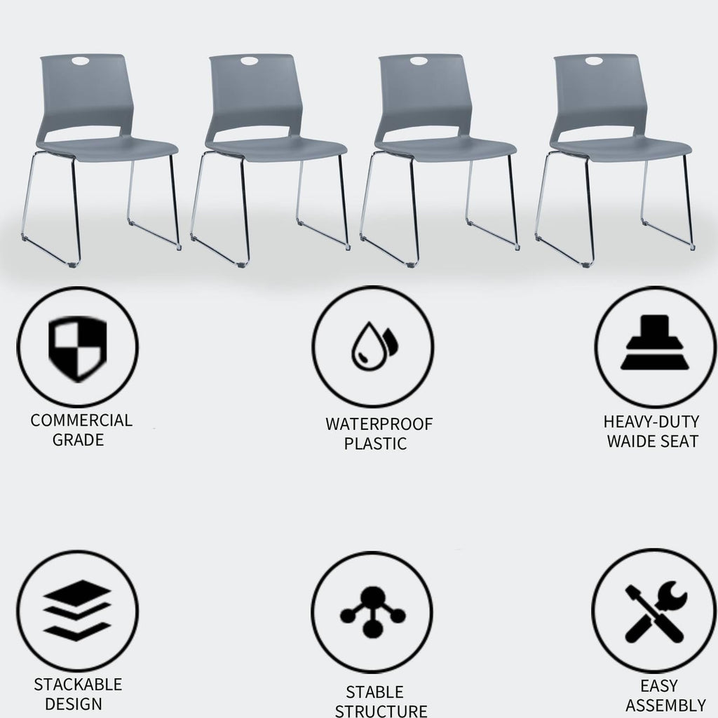 Grey Plastic Stack Chair 4-Pack I181823