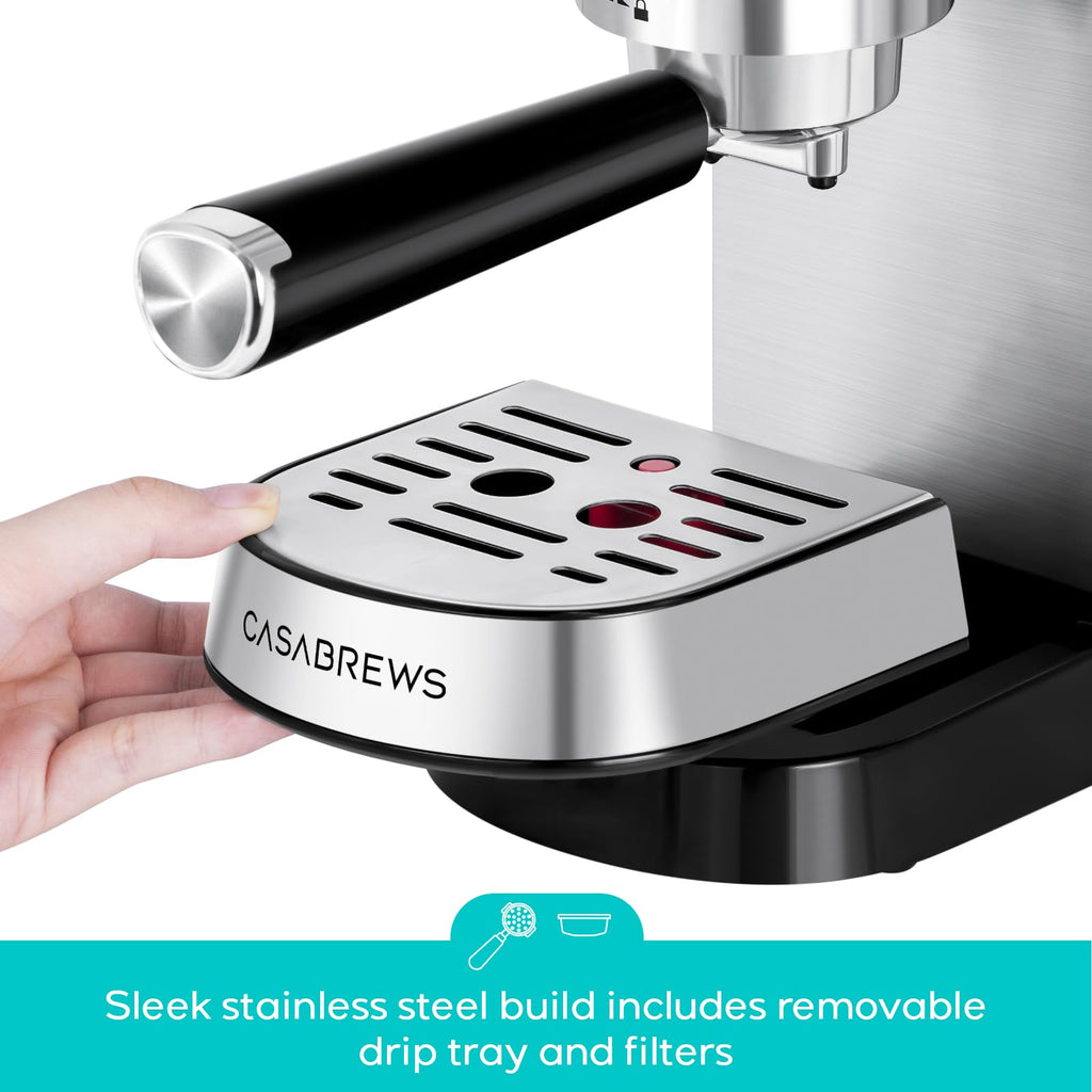 Compact Espresso Machine with Milk Frothing Steam Wand V2878