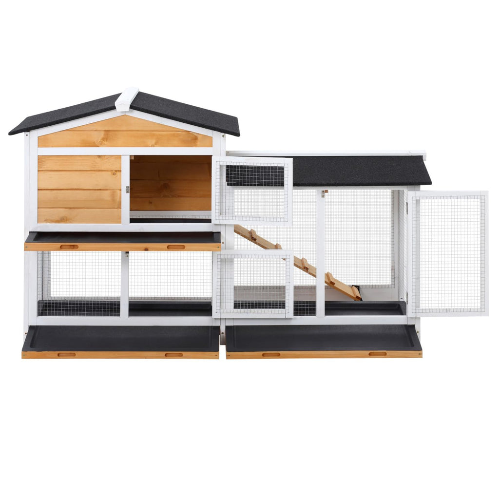 2-Story Wooden Rabbit Hutch with Ramp V898258