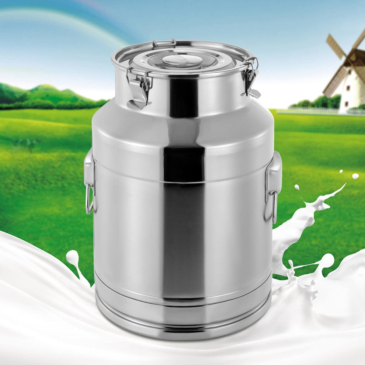 7 Gallon Stainless Steel Milk Can with Sealed Lid I2007