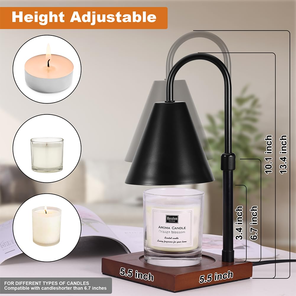 Candle Warmer Lamp with Timer, Adjustable Height Dimmable, 2 Bulbs X31886