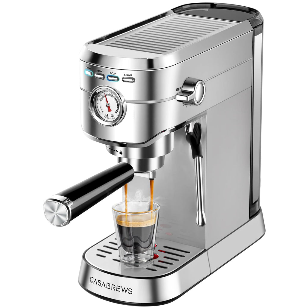 Compact Espresso Machine with Milk Frothing Steam Wand V2878