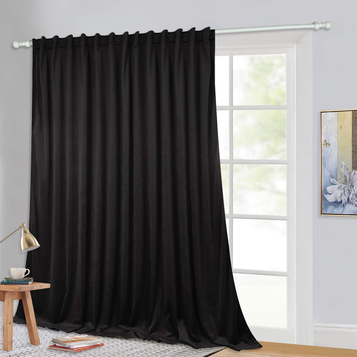 Black Velvet Curtains 1 Panel N23087