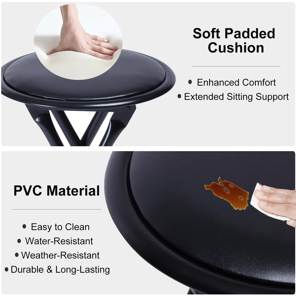 18" Black Folding Metal Stool W682