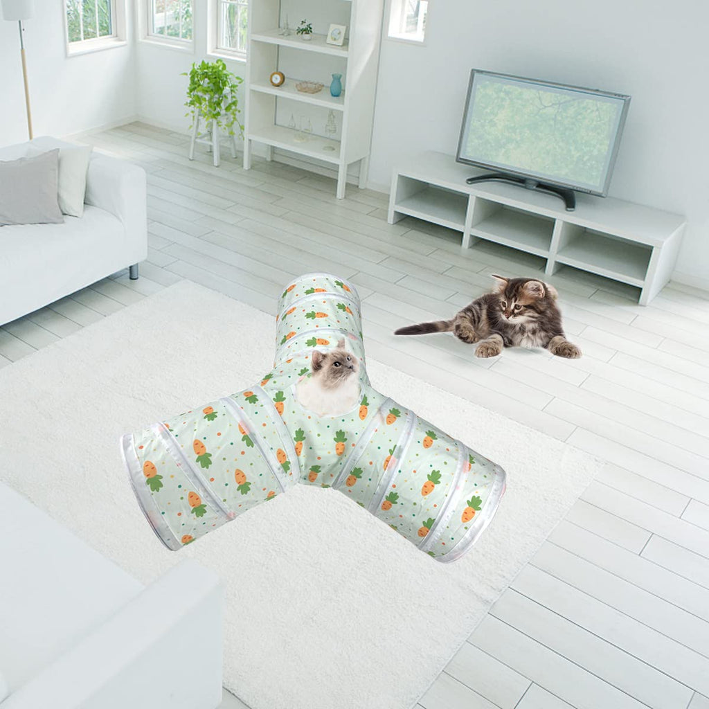 3 Way Collapsible Tunnel with Carrot Patterns Small Pet Hideout C688202