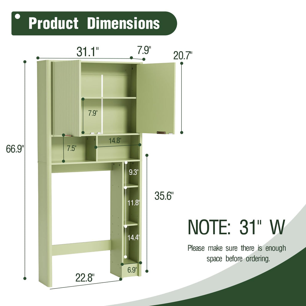 Green Over the Toilet Storage Cabinet with Adjustable Shelf H769454
