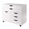 White Mobile Storage Cabinet with 1 Door & 5 Drawers P61567