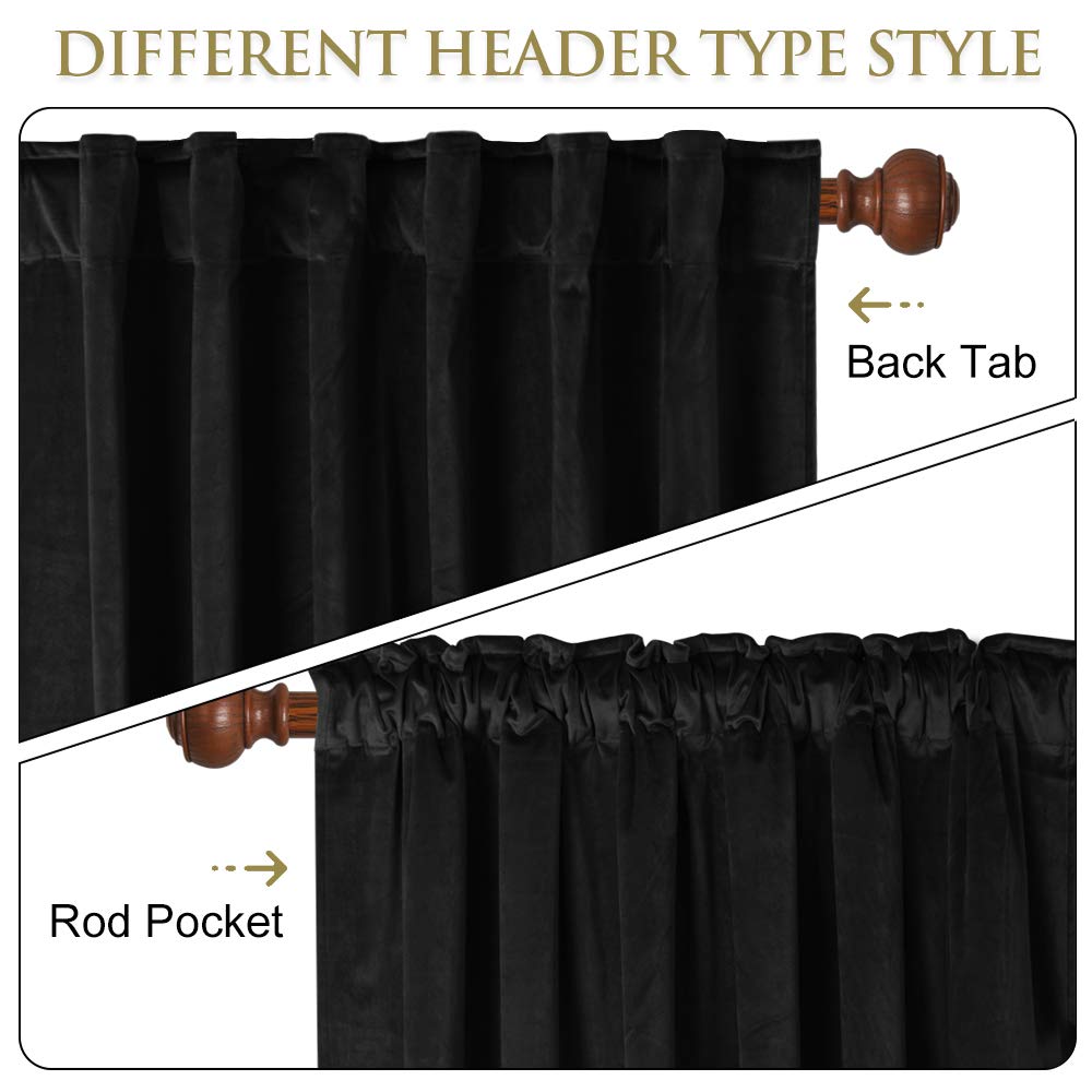 Black Velvet Curtains 1 Panel N23087