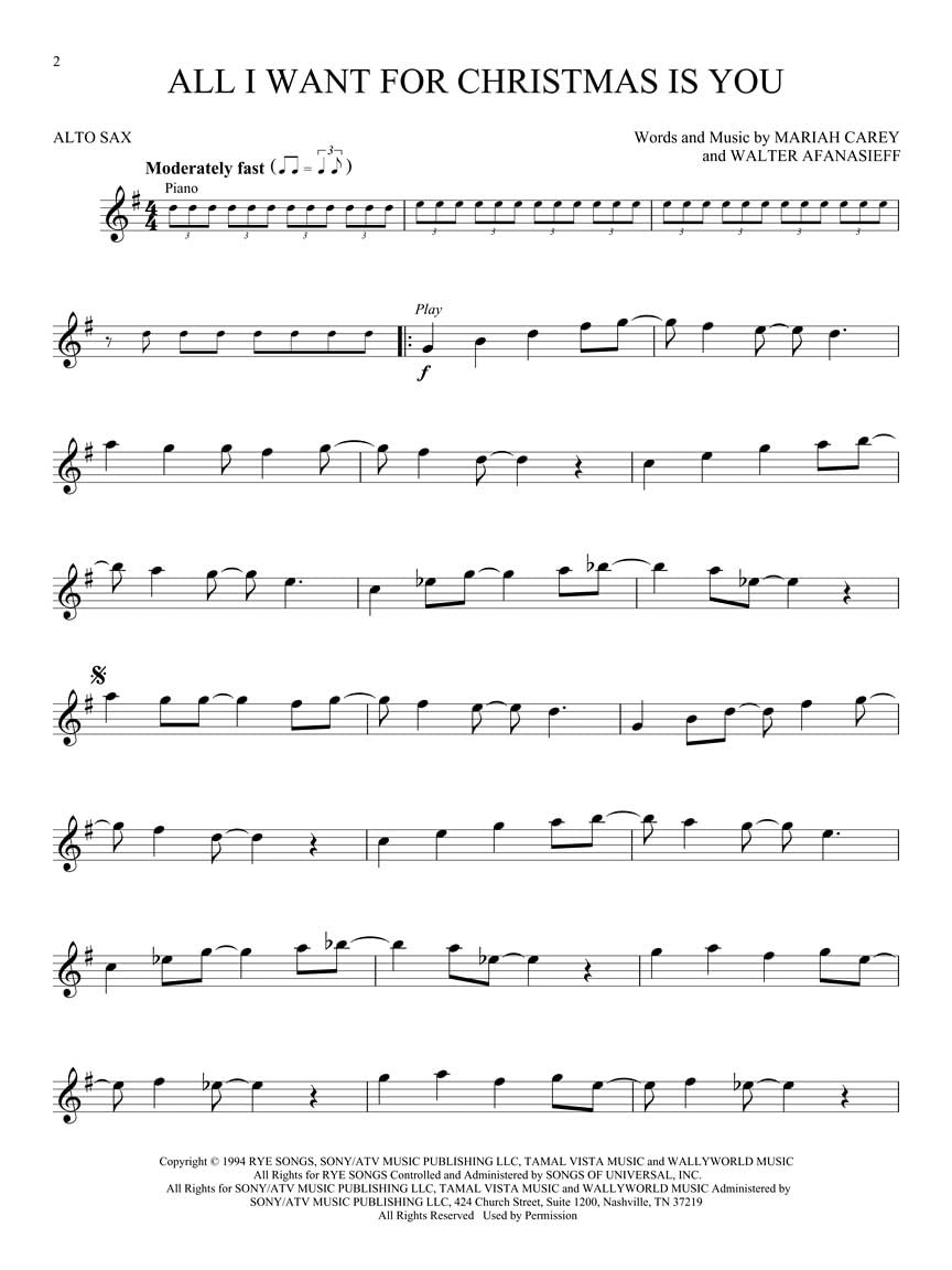 Alto Sax Sheet Music Songbook W68442