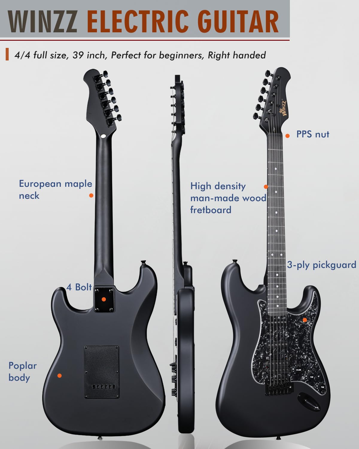 Full Size HSS Electric Guitar with 12 Accessories K654