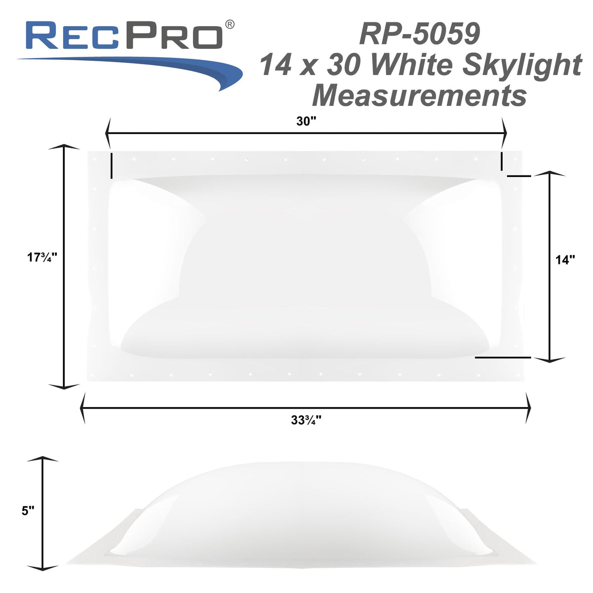 White Impact Resistant RV Skylight Dome J8903