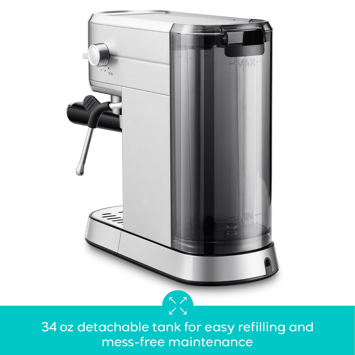 Compact Espresso Machine with Milk Frothing Steam Wand V2878