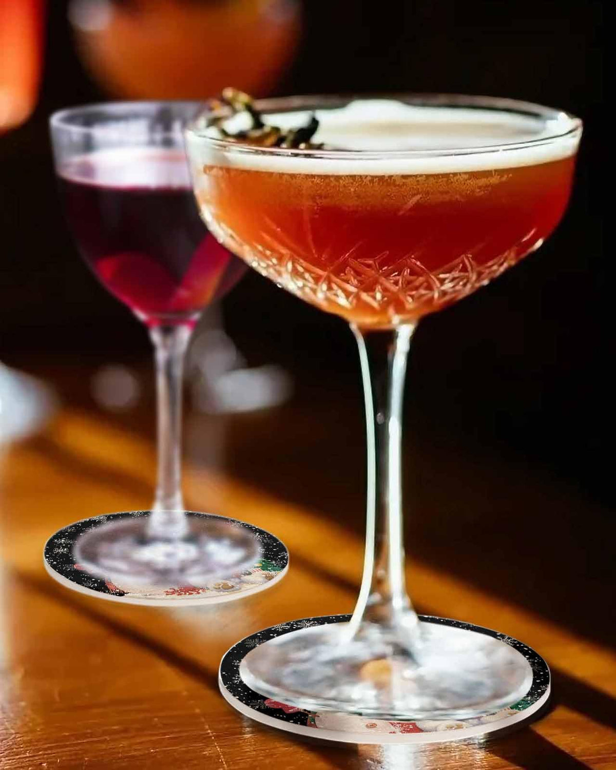Black Retro Linen Ceramic Stone Coasters Set of 6 with Holder D347