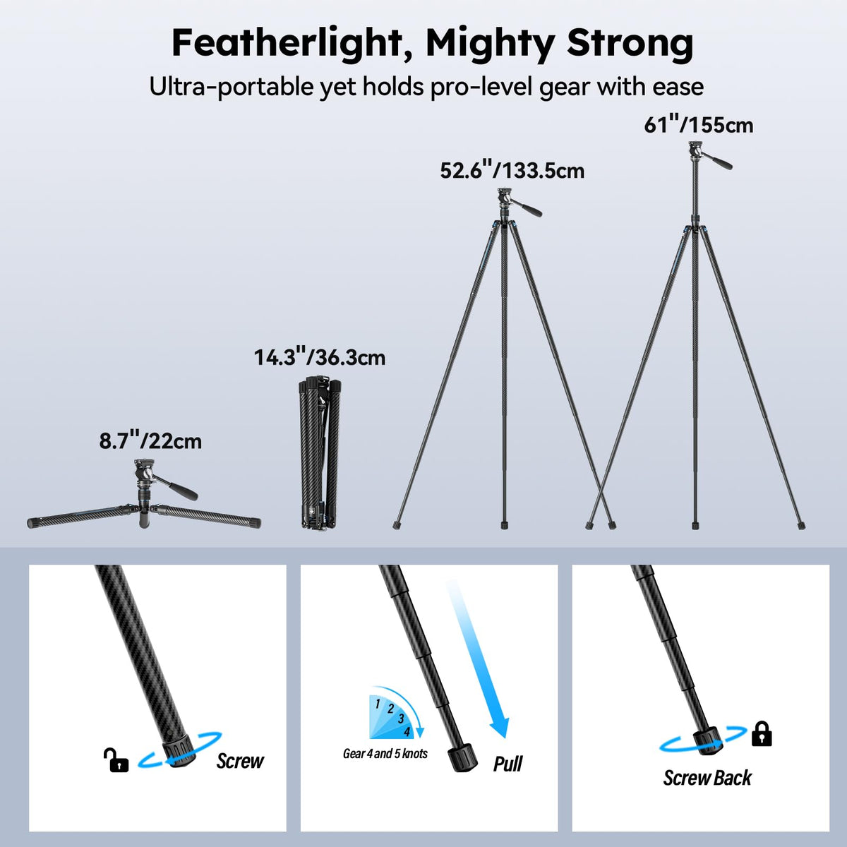 Carbon Fiber Camera Tripod with Fluid Head O847601