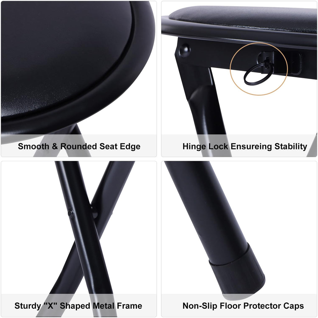 18" Black Folding Metal Stool W682