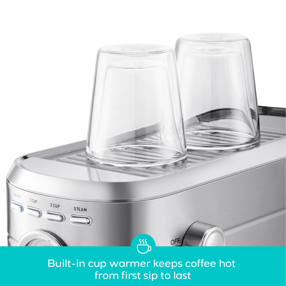 Compact Espresso Machine with Milk Frothing Steam Wand V2878