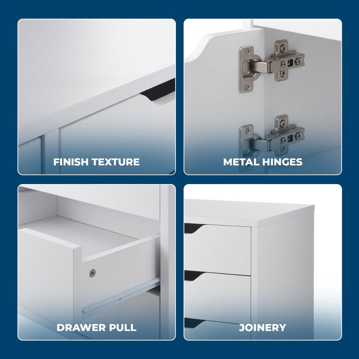 White Mobile Storage Cabinet with 1 Door & 5 Drawers P61567