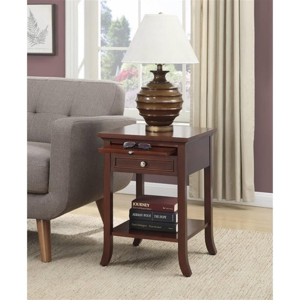 Espresso Mahogany Wood End Table Set of 2 Y418238