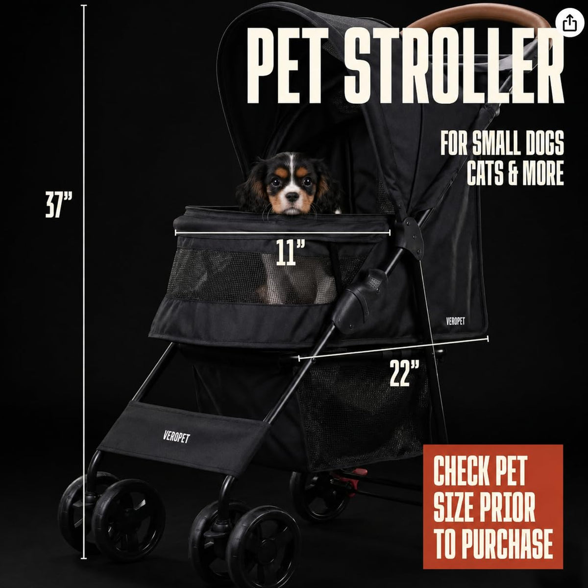 Foldable Pet Stroller with Mesh, Storage Basket & Cup Holder X37898