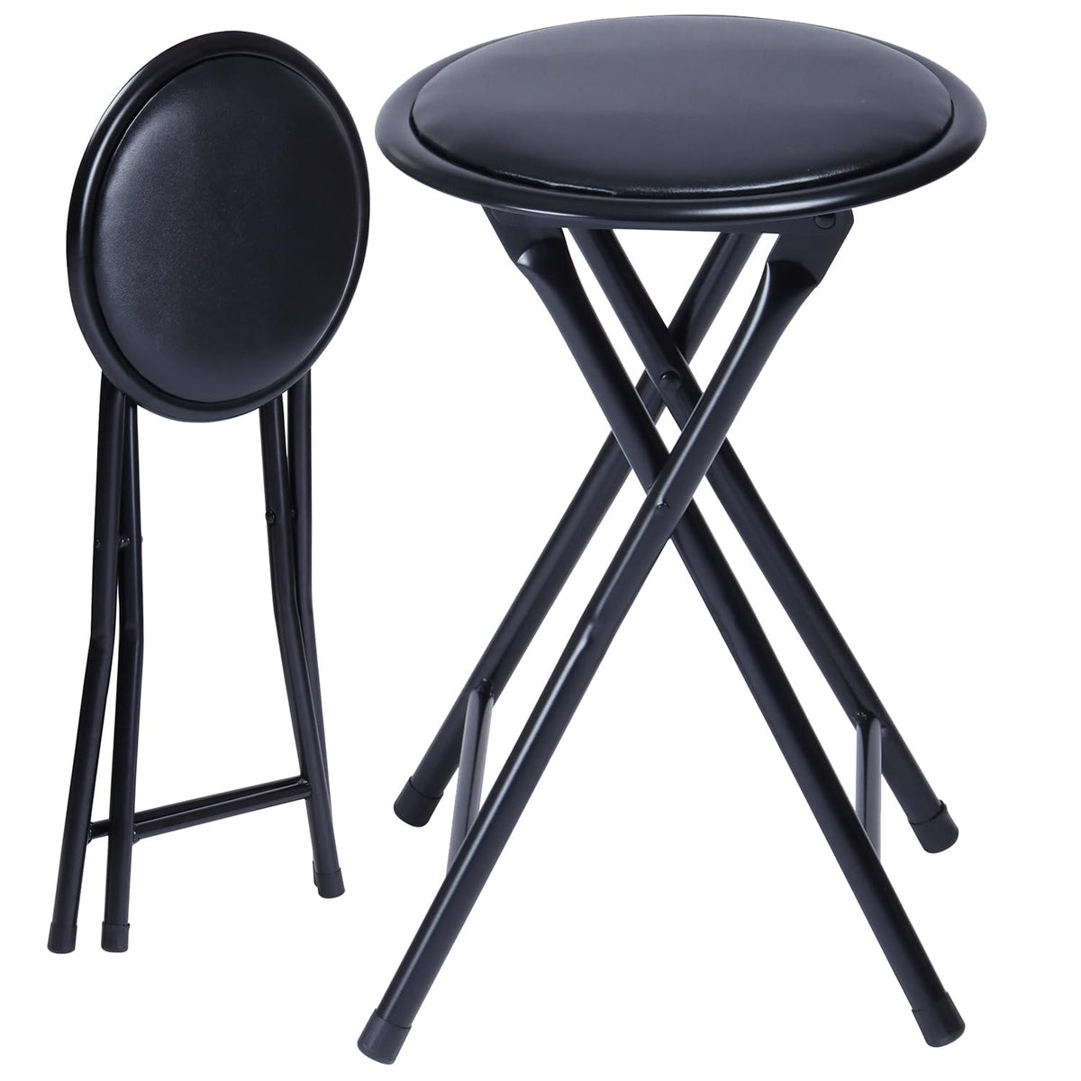 18" Black Folding Metal Stool W682