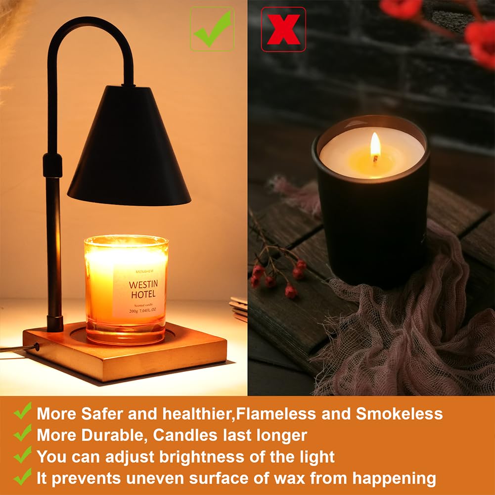 Candle Warmer Lamp with Timer, Adjustable Height Dimmable, 2 Bulbs X31886