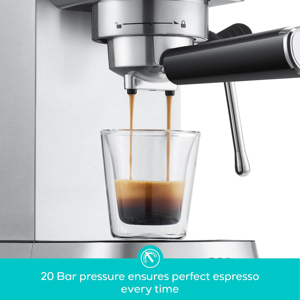 Compact Espresso Machine with Milk Frothing Steam Wand V2878