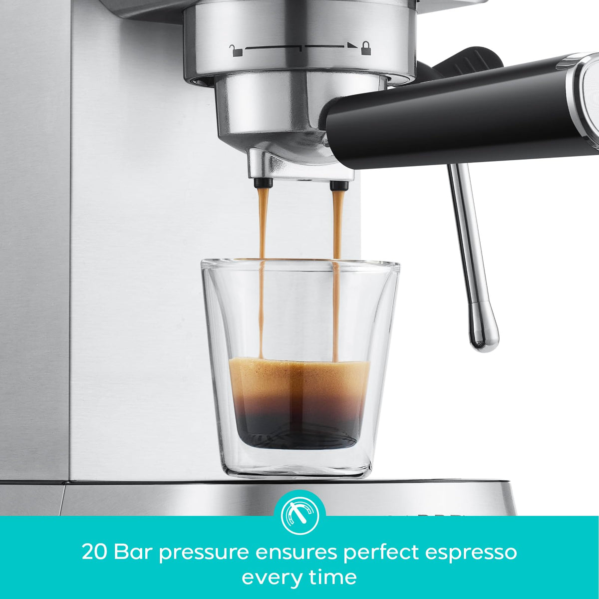Compact Espresso Machine with Milk Frothing Steam Wand V2878
