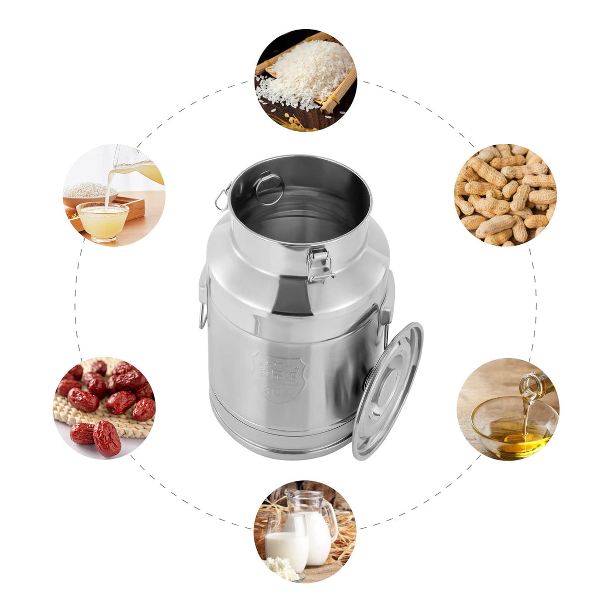 7 Gallon Stainless Steel Milk Can with Sealed Lid I2007