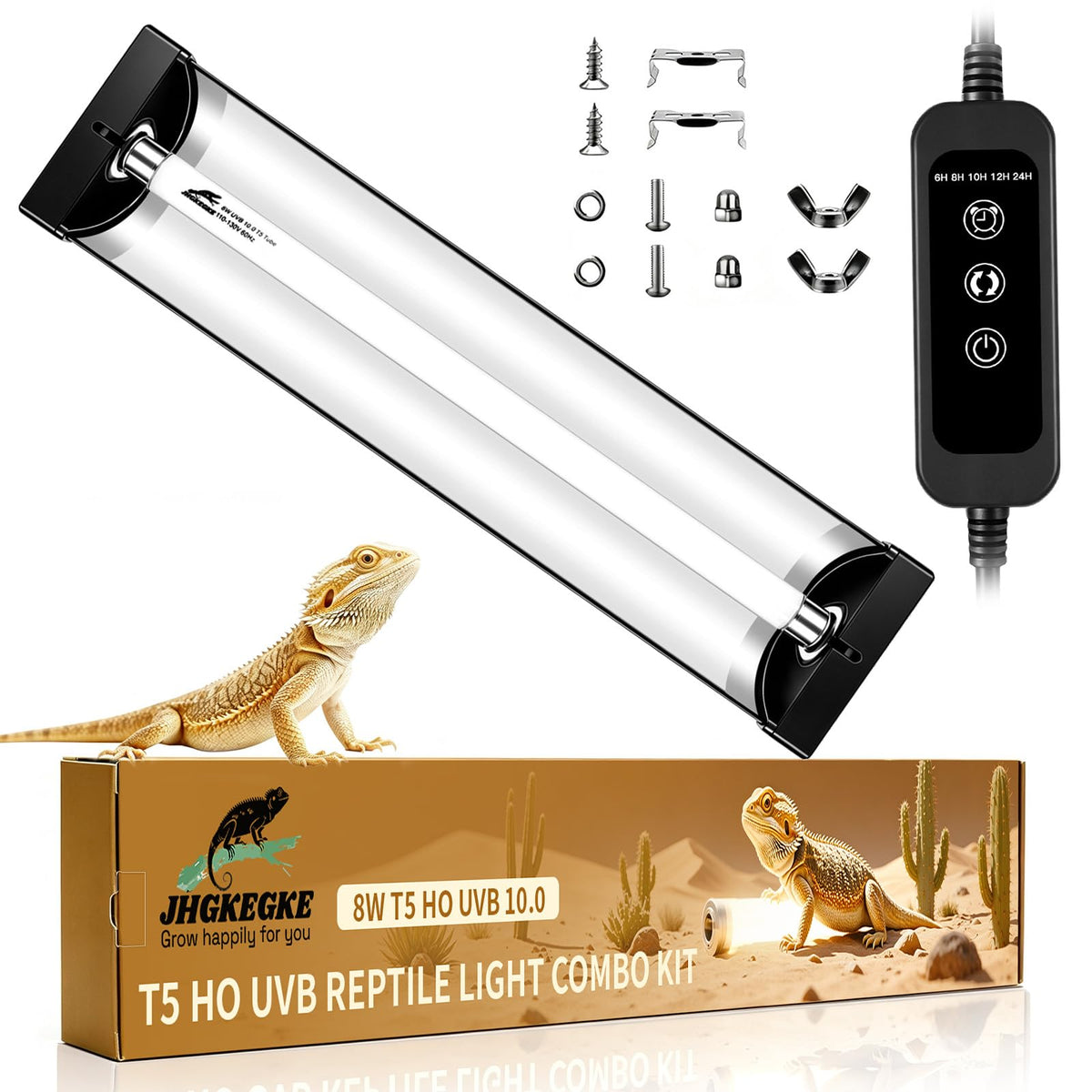 8W UVB Reptile Light Fixture Combo Kit with Timer Z516795