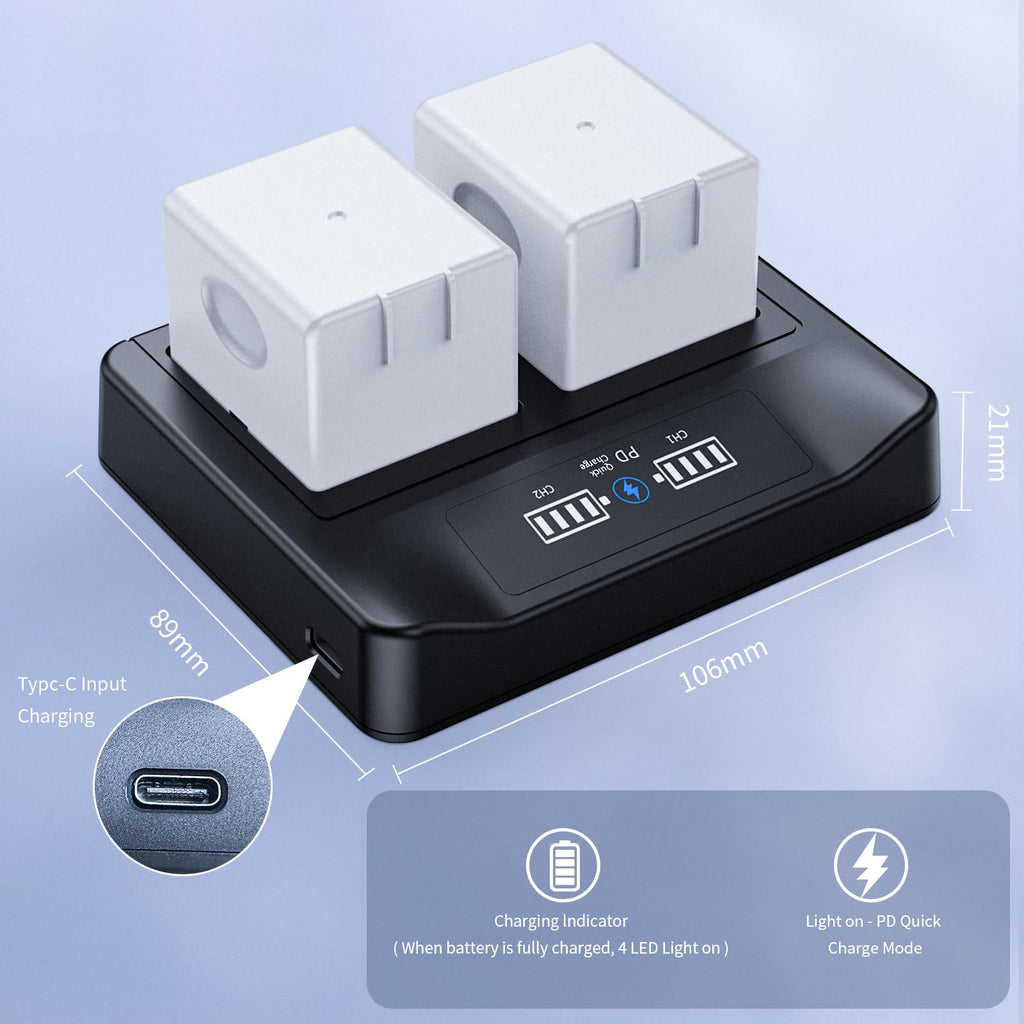 18W PD LCD USB Dual Battery Charger K9793