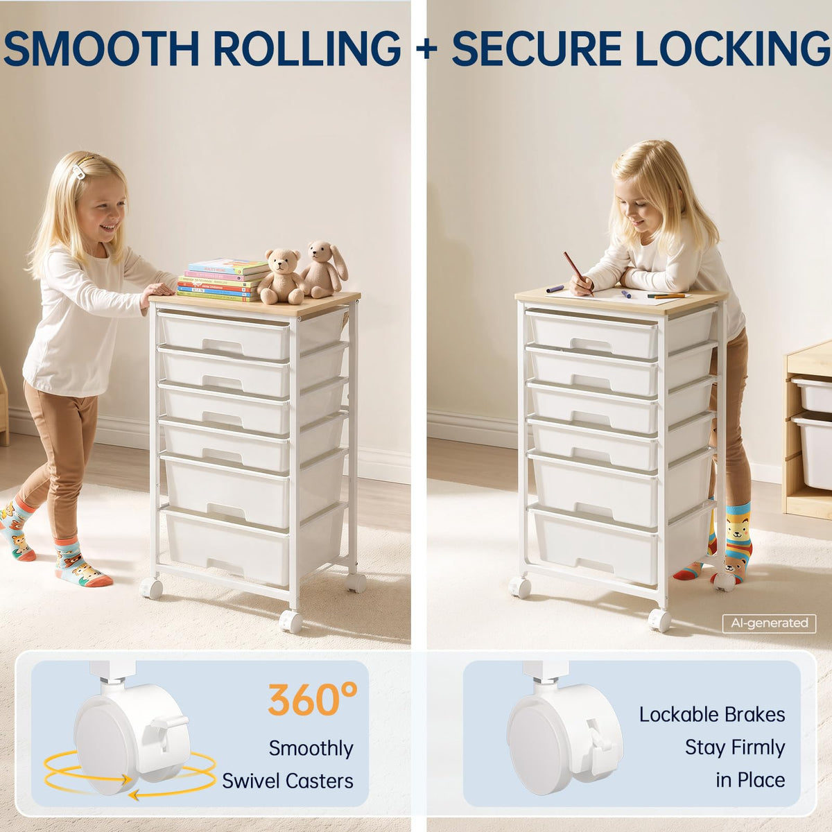 Rolling Storage Cart with 6 Drawers S21359
