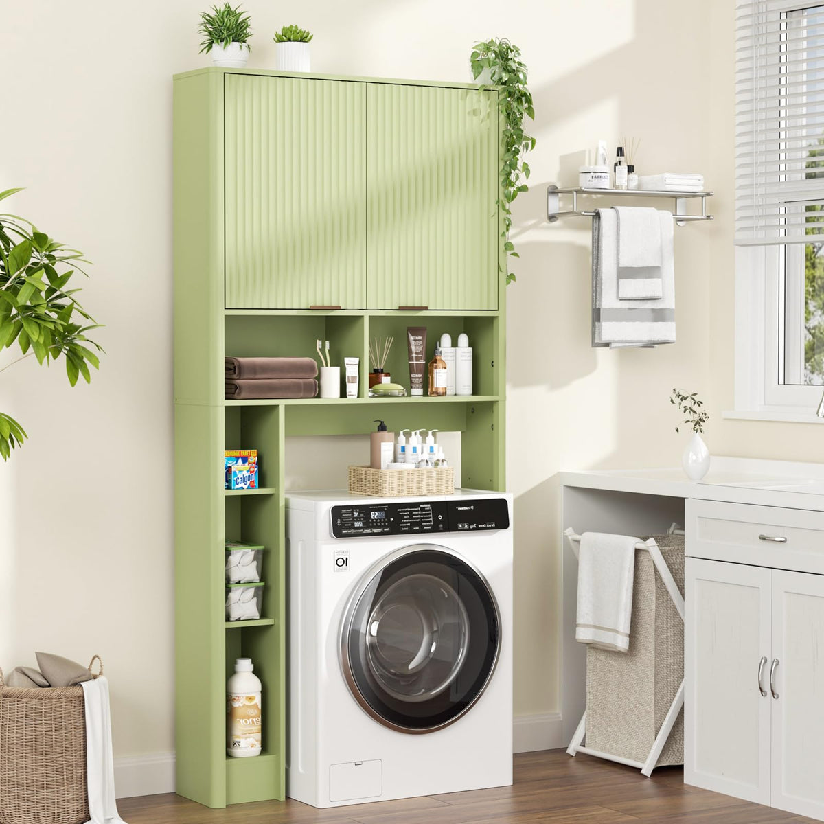 Green Over the Toilet Storage Cabinet with Adjustable Shelf H769454