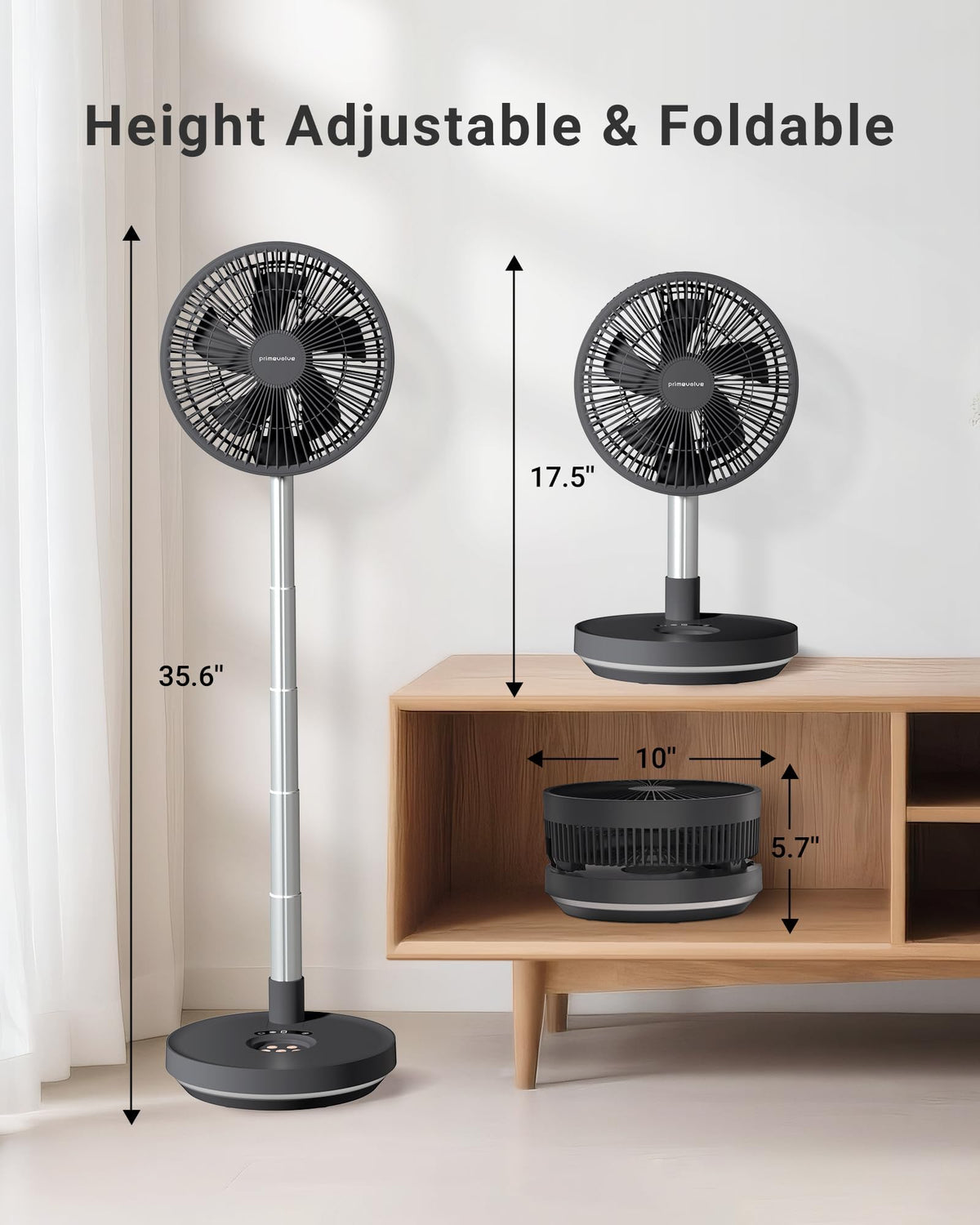 10" Portable Oscillating Fan with 10000mAh Rechargeable Battery H68361