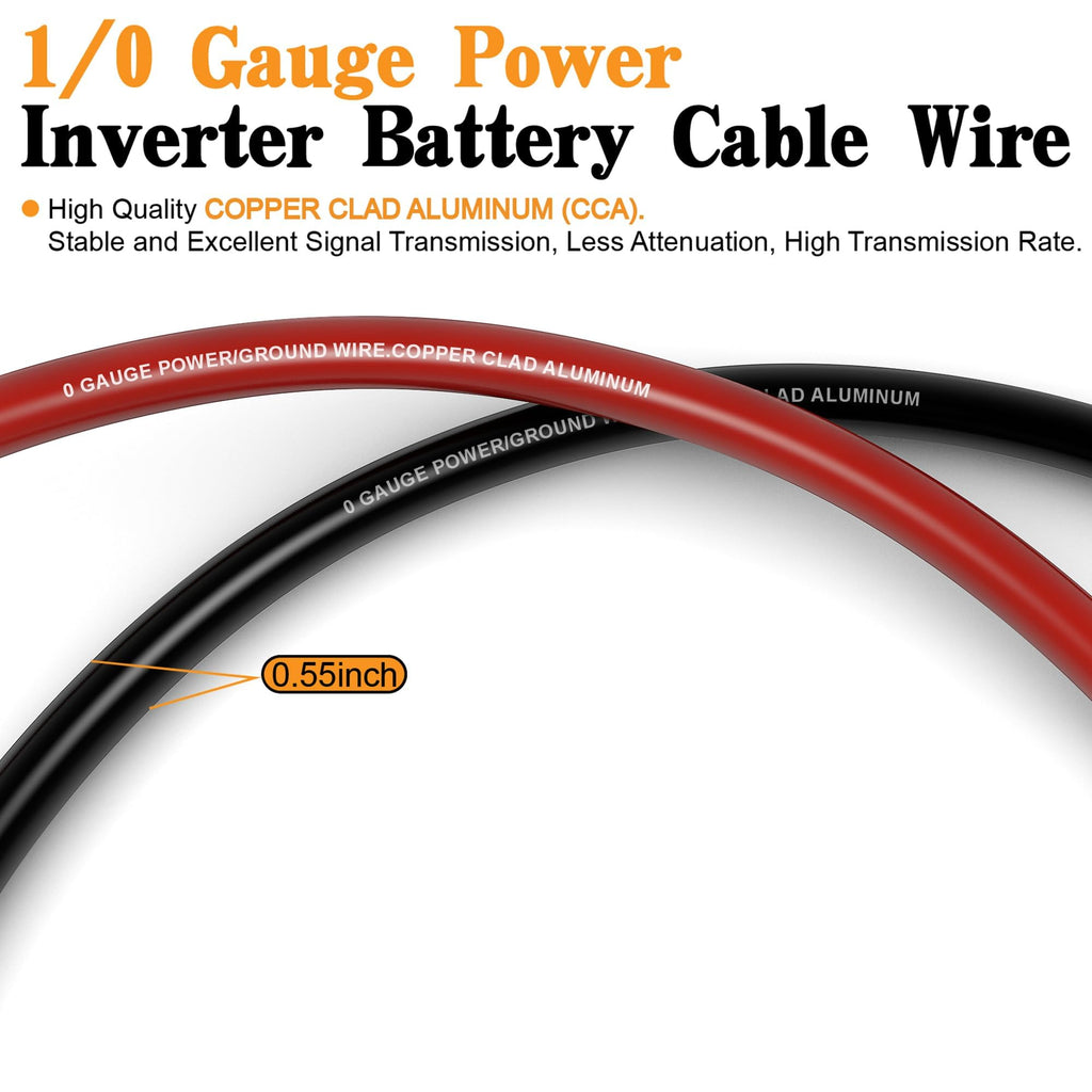 0 Gauge Battery Cable with 250A Fuse Holder & Terminals Kit E210
