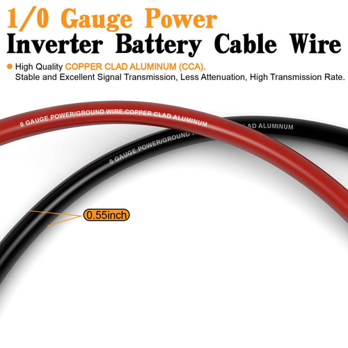 0 Gauge Battery Cable with 250A Fuse Holder & Terminals Kit E210