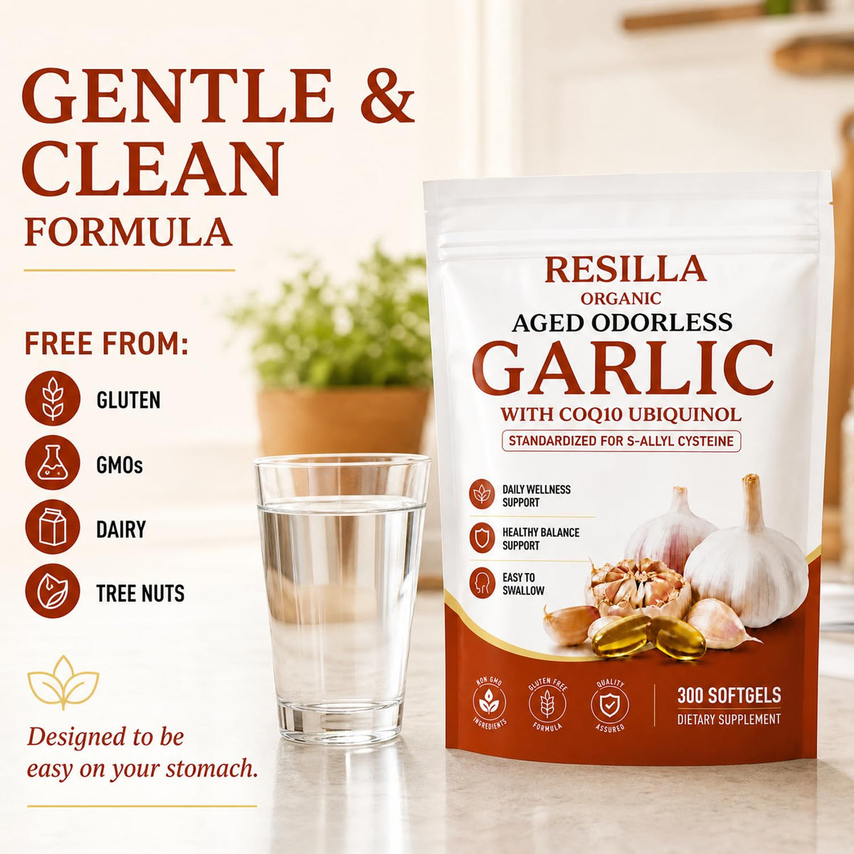 Organic Garlic Extract with CoQ10 Ubiquinol 300 Softgels R57950