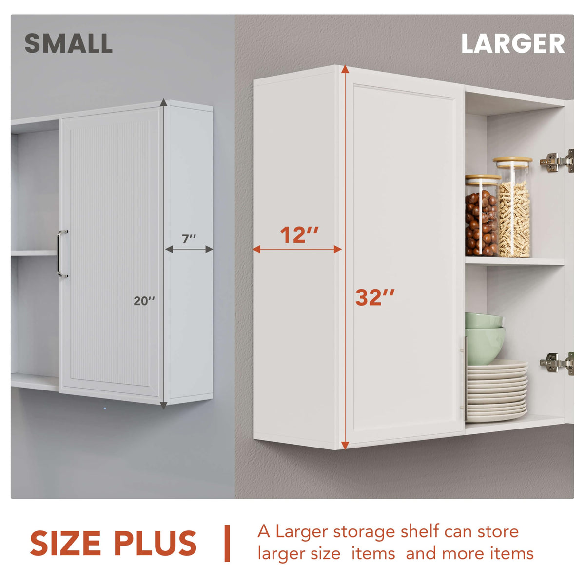 White Wall Cabinet with Adjustable Shelves I108