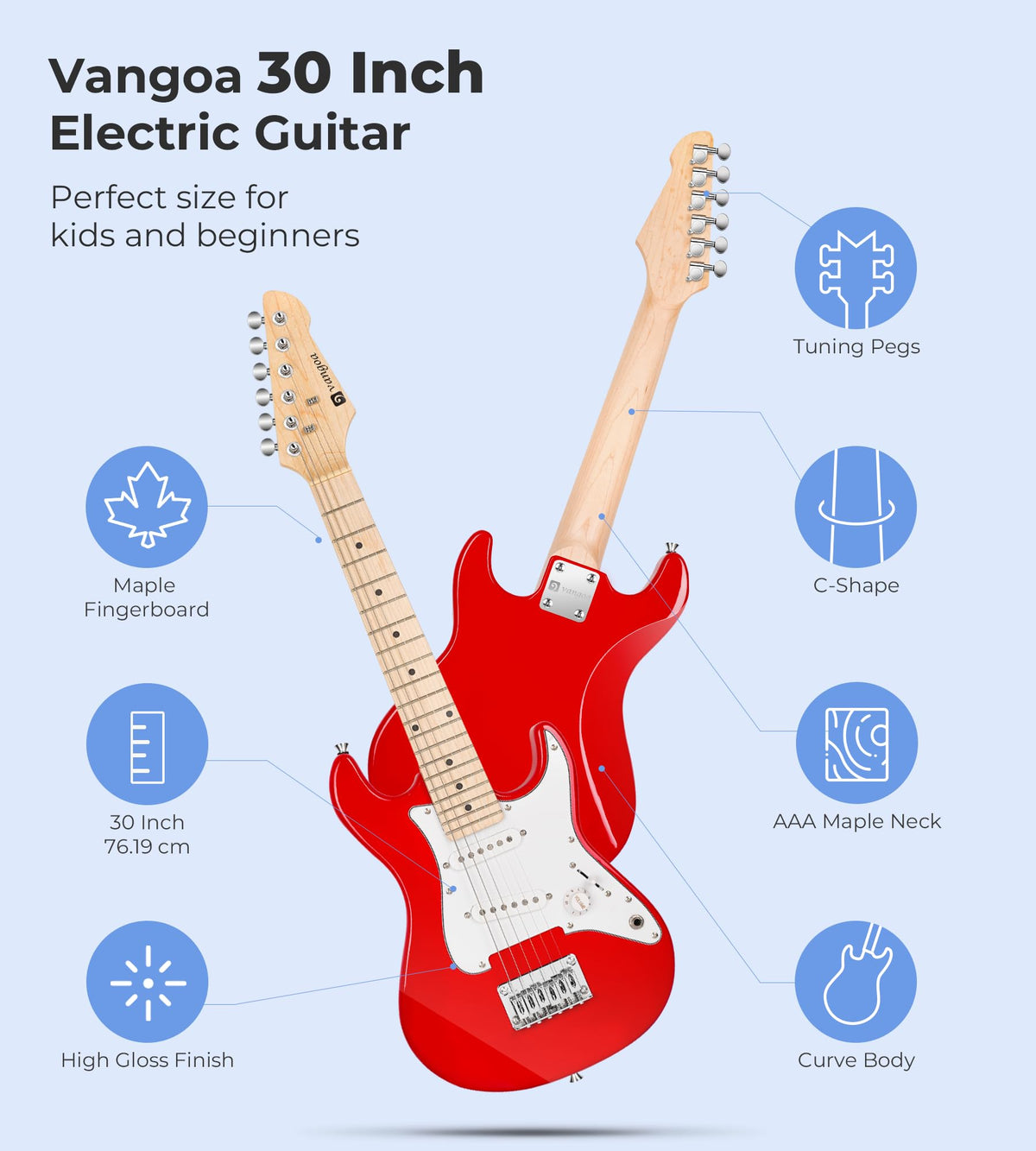 30 Inch Kids Electric Guitar Starter Kit with Amp Red U14923