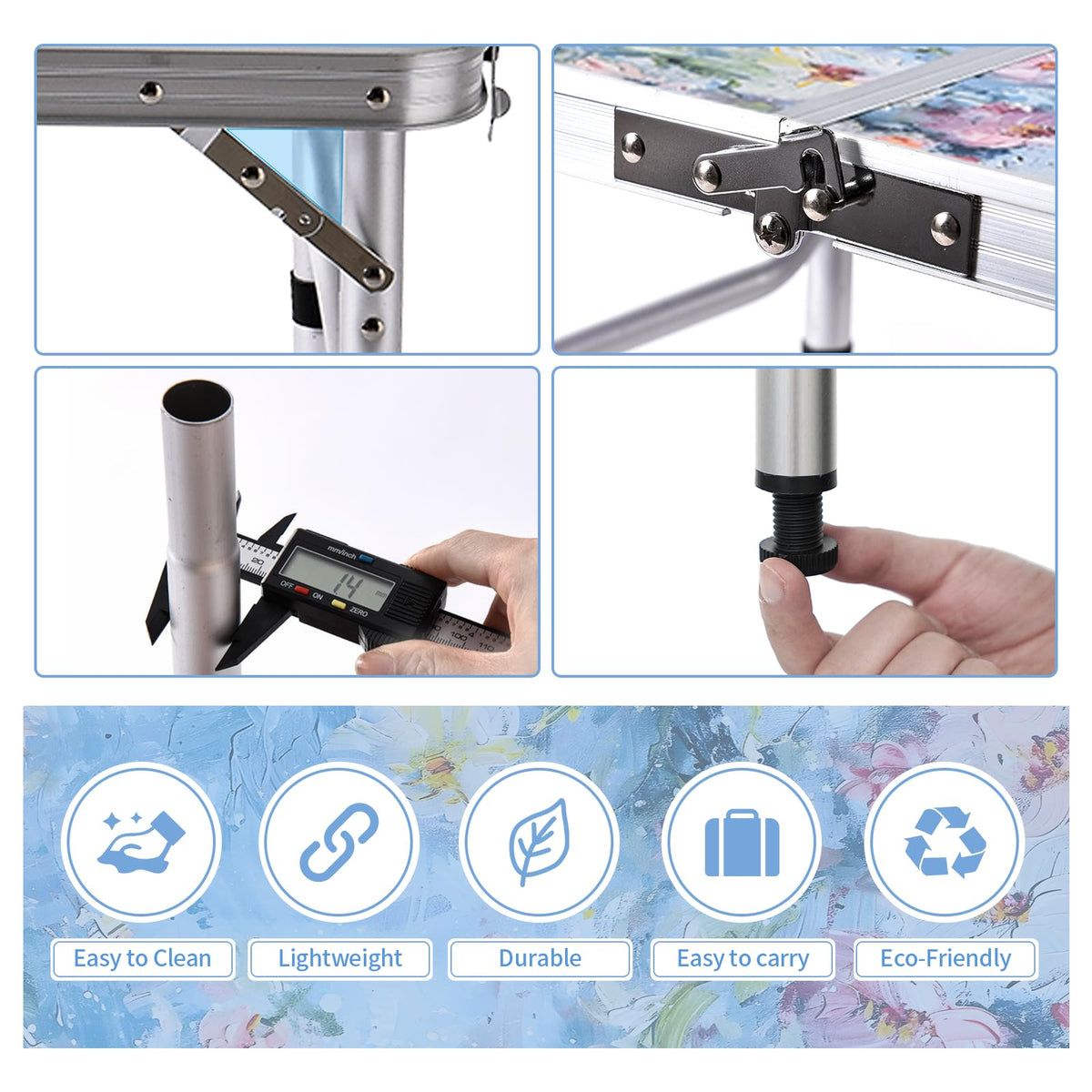 Portable 3 Adjustable Height Folding Outdoor Side Table T7010
