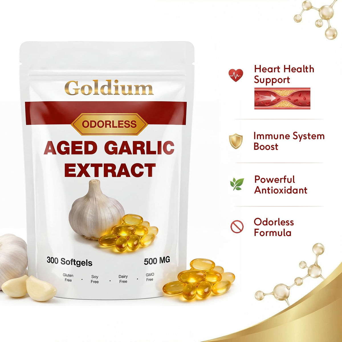 Odorless Aged Garlic Extract 500mg Softgels 300 Count I3619
