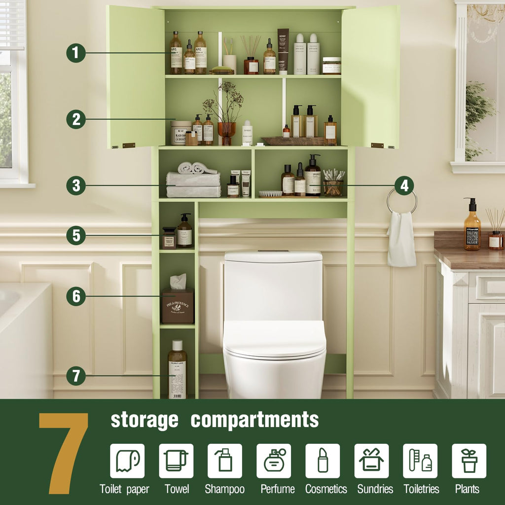 Green Over the Toilet Storage Cabinet with Adjustable Shelf H769454