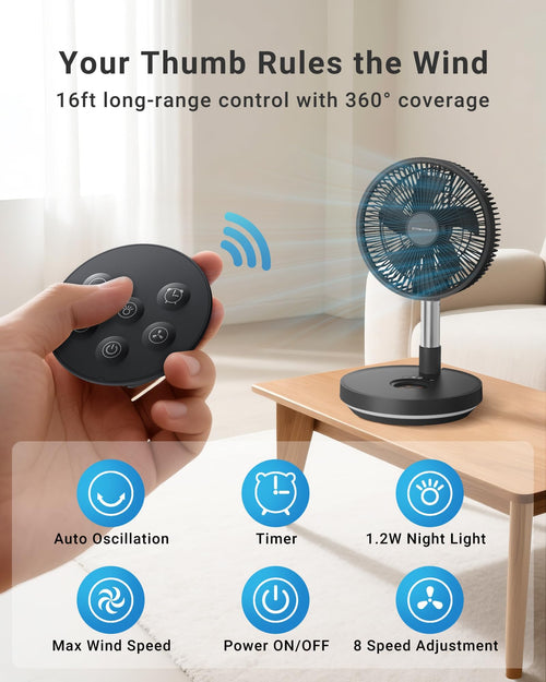 10" Portable Oscillating Fan with 10000mAh Rechargeable Battery H68361