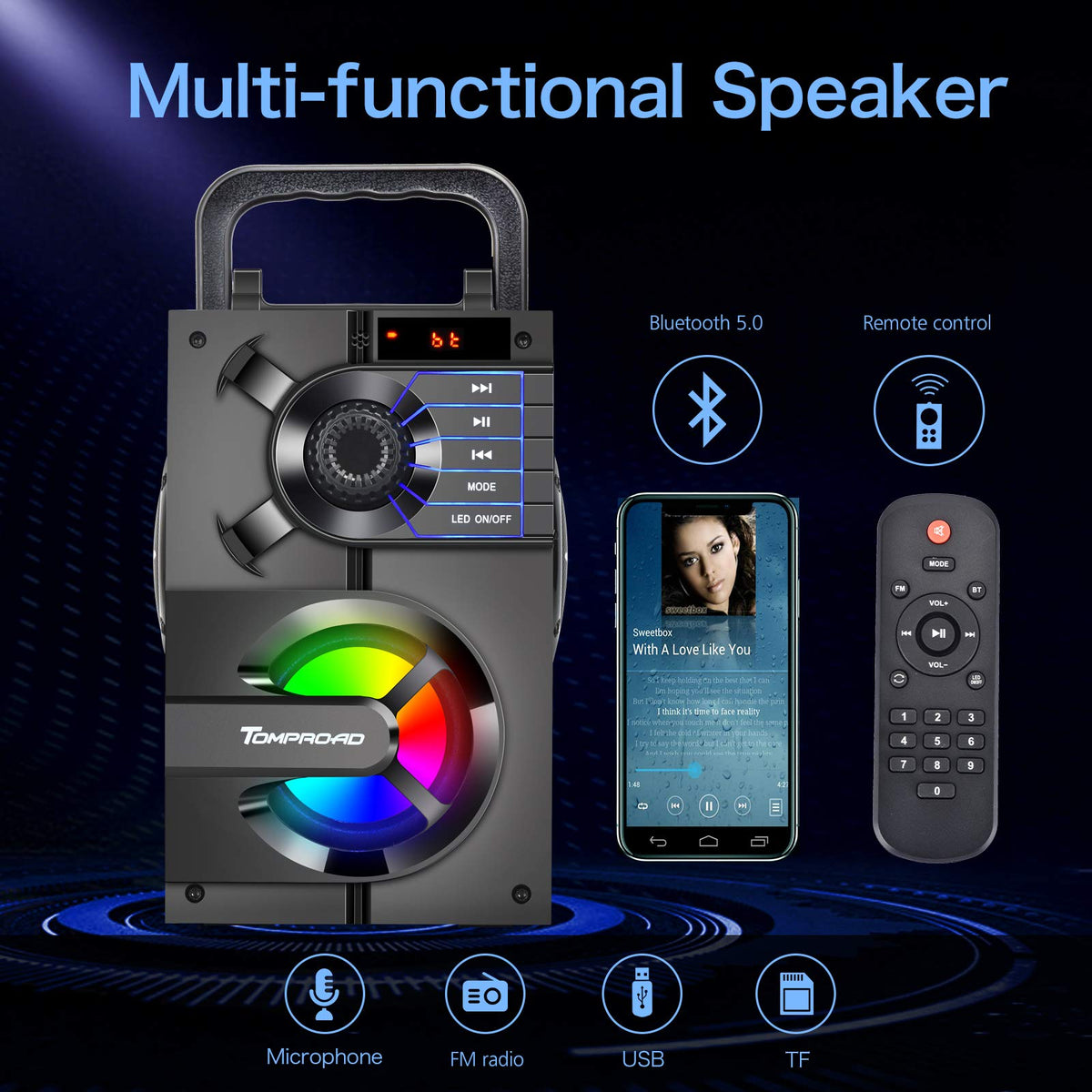Portable Bluetooth Speaker with Subwoofer T565579