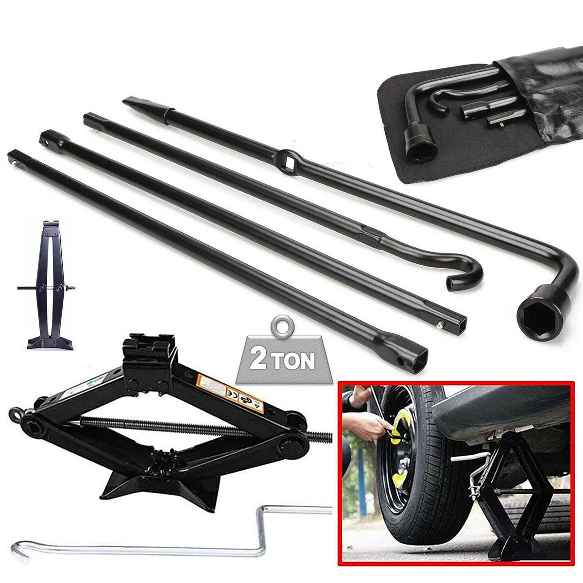 Spare Tire Tool Kit with Scissor Jack 2 Ton Z493862